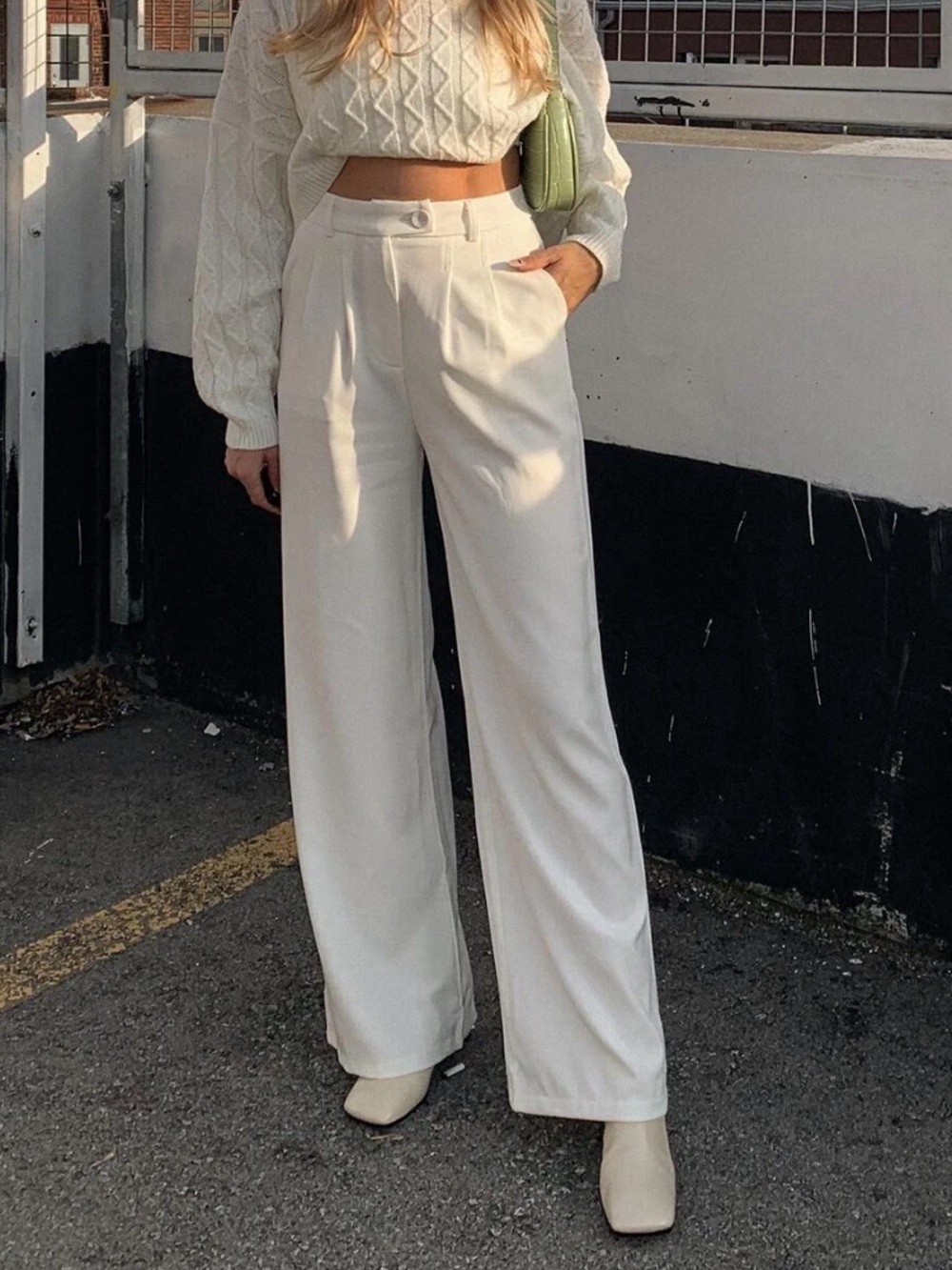 Princess Polly Huxley High-Waist Wide Leg Pants in white
